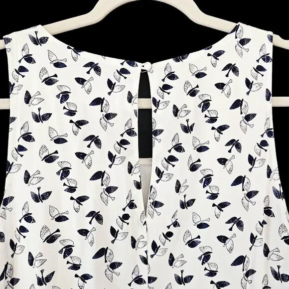 Old Navy White and Dark Blue Bird Pattern Sun Dress - Picture 3 of 5